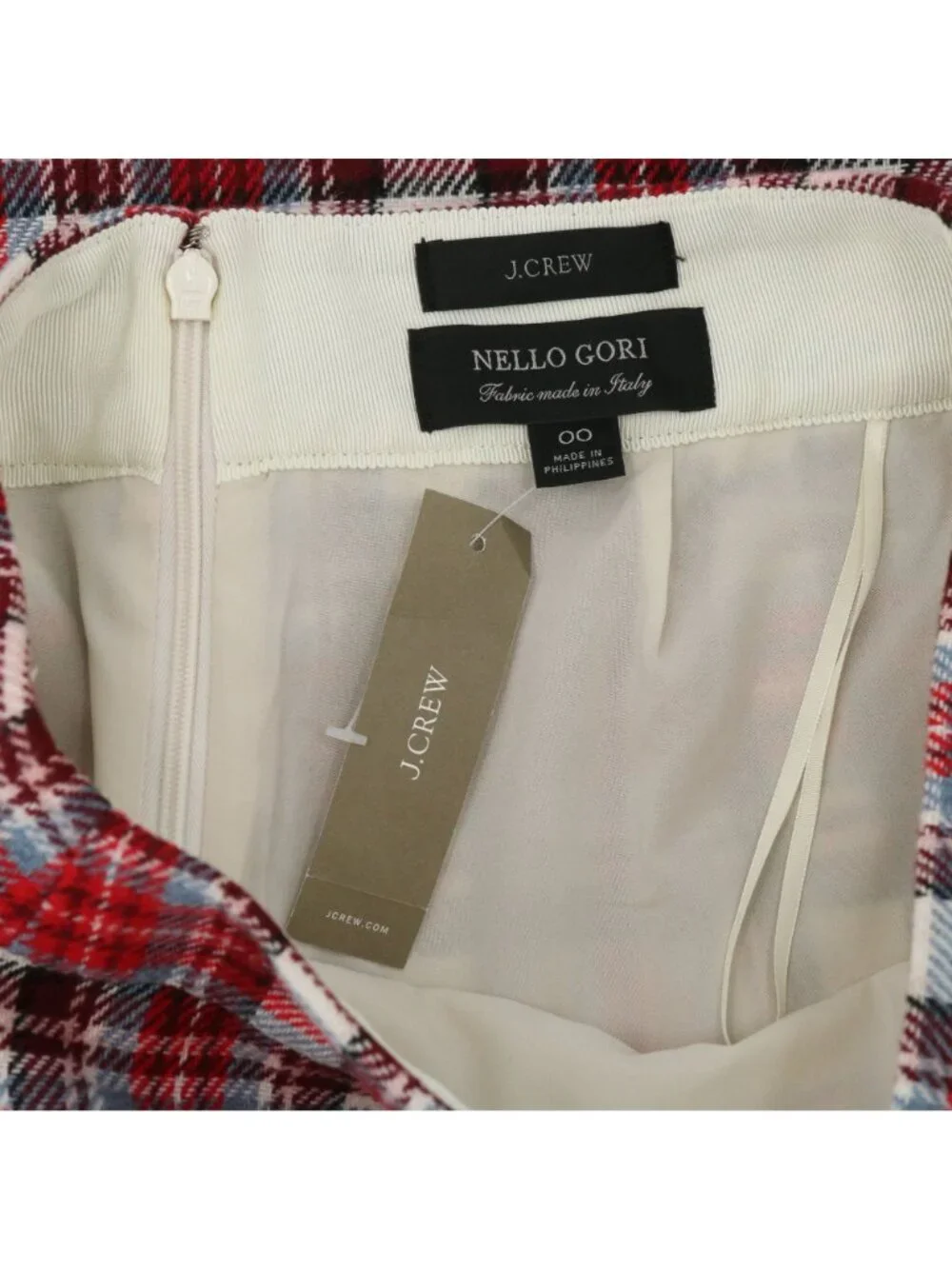 NWT J. Crew Nello Gori Inverted Pleated Mini Skirt Red Vintage Plaid Wool 00
